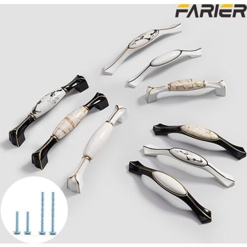 Plum blossom marble ceramic cabinet handle aluminum alloy drawer handle wardrobe door handle simple European style furniture har