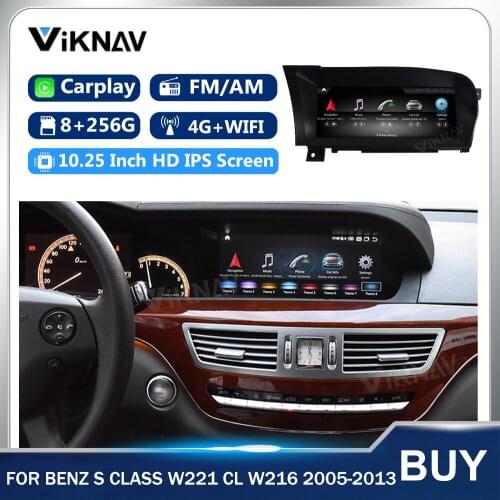 10.25 inch Android 11 Multimedia Player Stereo Car Radio for Benz S Class W221 CL W216 2005-2013 GPS Navigation Auto Head Unit