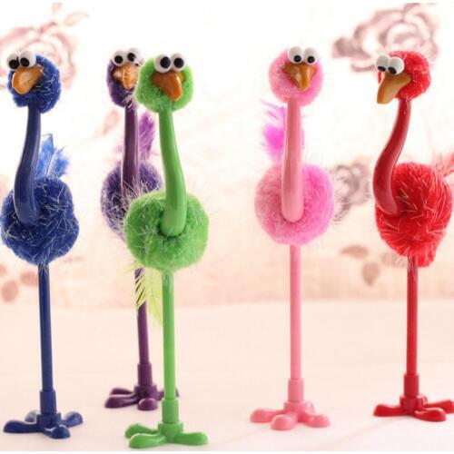 Cartoon Ball Point Pen Children Gift Colorful Ostrich Ball Pen Wholesale Creative Toy Pen School Stationery Express
