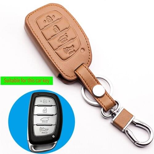 2017 Latest High Quality Car Genuine Leather Case Cover fob for Hyundai 4 buttons remote control protect shell starline a91