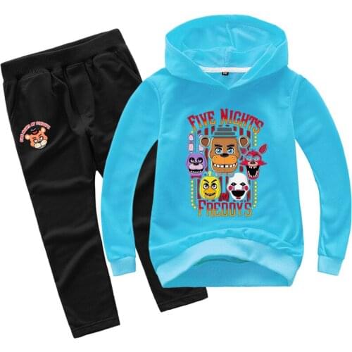 New Style 2-14Y Kids Autumn Clothes Party Hoodies Pants Boys Five Nights Clothes Hooded + Trousers Set Girls Outfit Tracksuit