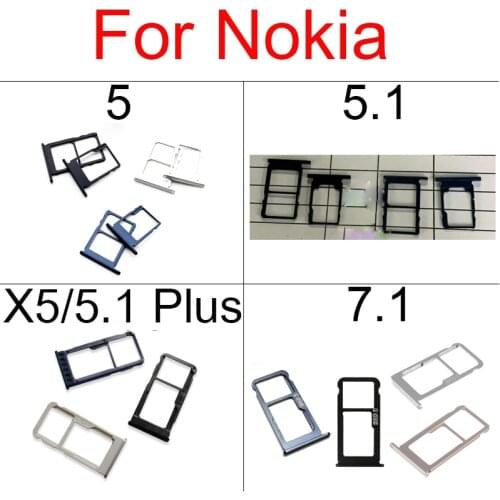 Single & Dual Sim Card Tray Holder For Nokia 5 / 5.1 / 5.1 Plus / X5 Micro SD Card Slot Adapter Repair Part