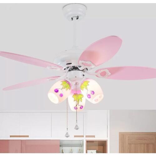 Retro ceiling fan with light control LED42 inch silent wood fan children bedroom living room ceiling ceiling fan light