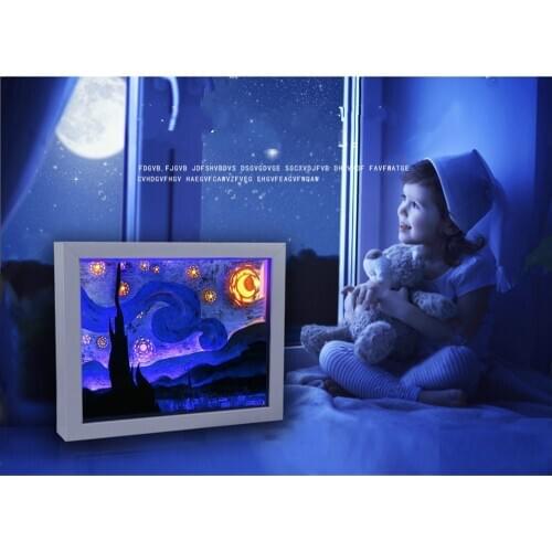 Bedside Starry Night Lamp Led Light Indoor Lighting Van Gogh Veilleuse Enfant Home Deco Bed Usb Star Nachtlamp Room Lighting