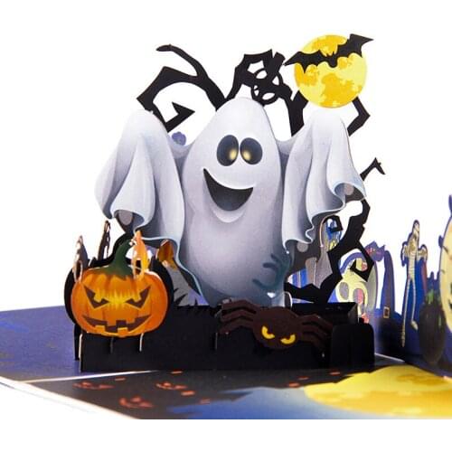 2021 Halloween Party Props Deco 3D Pop-up Greeting Cards Halloween Pumpkin Decoration Post Card For Kids Happy New Year
