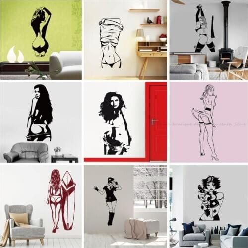 Sexy woman girl vinyl wall sticker fashion female care club beauty salon home bedroom living room art deco sticker mural poster