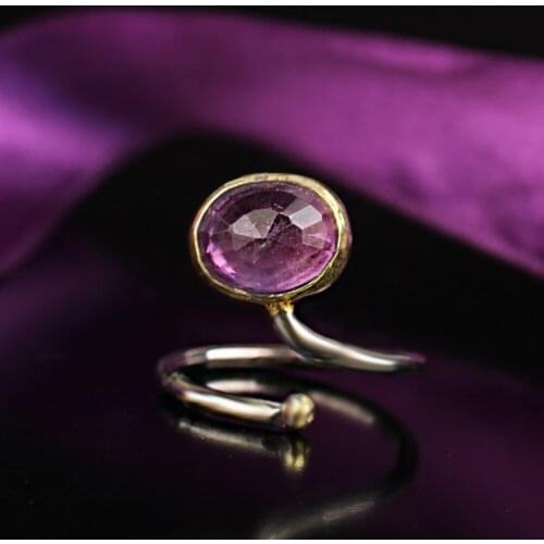 Amethyst Simple Design Ring, Silver Handmade Minimalist Ring, february birthstone Amethyst rings