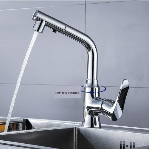 Single Handle Brushed Nickel Kitchen Faucets with Pull Down Sprayer for Sink 360° Rotation Kitchen Tap Hot and Cold Water Mixer