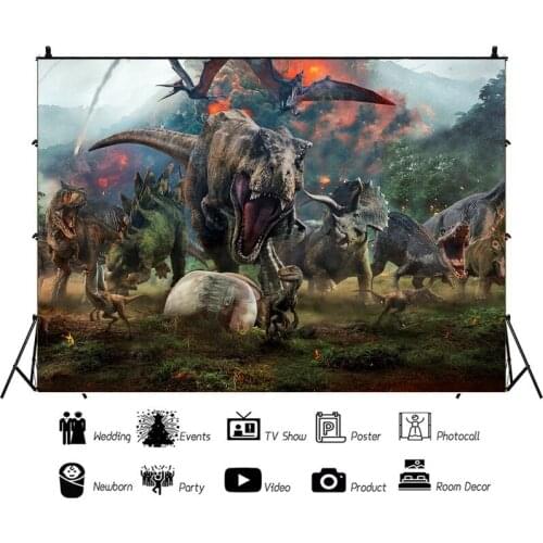 Fire Disaster Dinosaurs Portrait Photography Background Family Activities Decors Vinyl Backdrop Photocall Studio Props