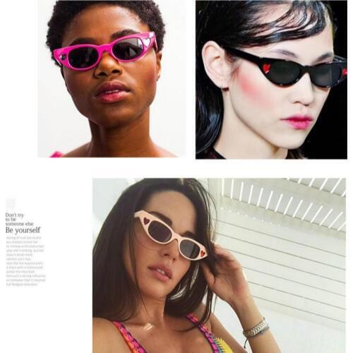 Trendy Cat Eye Sunglasses Women Fashion Rave Heart Small Cute Sunglasses For Womens Retro Sunglasses For Female