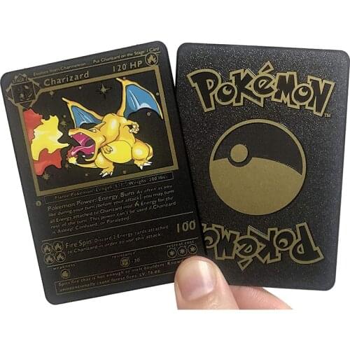 1pcs Charizard 1st Edition - Black Gold Metal Pokemon Card - TCG toys for children