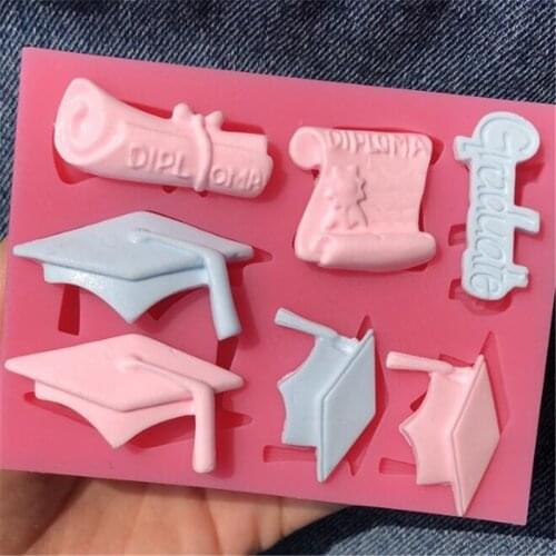 1Pcs DIY Cake Baking Silicone Mold Doctor Model Graduation Cap Fondant Chocolate Wedding Birthday Food Decoration Making Tools