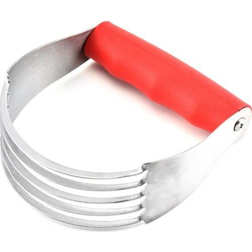 Justdolife 1pc Dough Blender Rubber Handle Pastry Cutter Stainless Steel Dough Mixer Butter Mixing Blades Pastry Blender