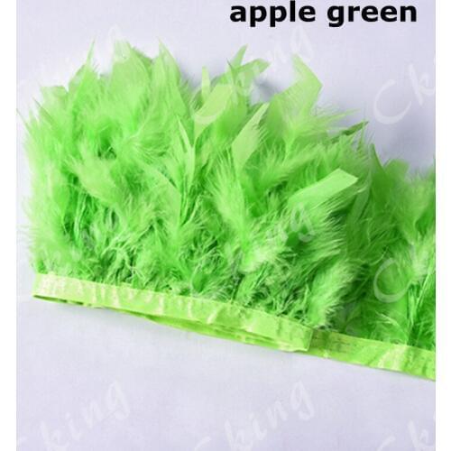10meters apple green fluffy Beautiful Turkey feathers ribbon fringe 4-6inch Turkey marabou feather trimming skirt dress trims