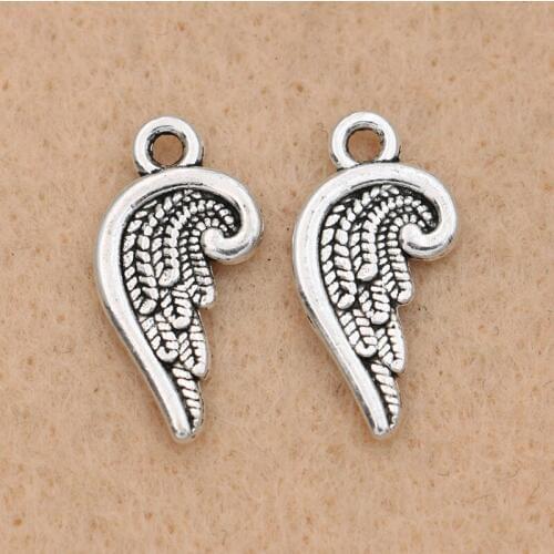 10pcs Antique Silver Plated Angel Wings Charm Zinc Alloy Pendant Jewelry Diy Jewelry Making Accessories 19X10mm