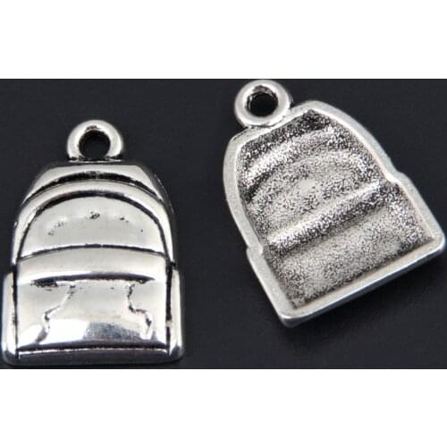 10pcs/lot Silver Single-sided Leisure Sports Schoolbag Pendant DIY Pendant Handmade for Jewelry Making 20x14 mm