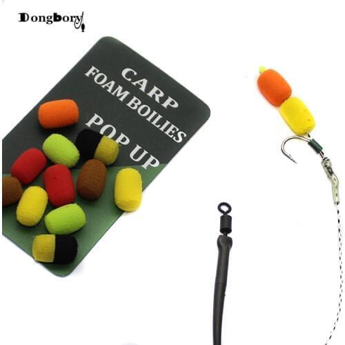 10PCS Cylinder Carp Fishing Bait Foam Boilie Pop Ups Hook Fish Baits Lure 8mm Feeder Carp Fishing Hair Rig Accessories for Carp