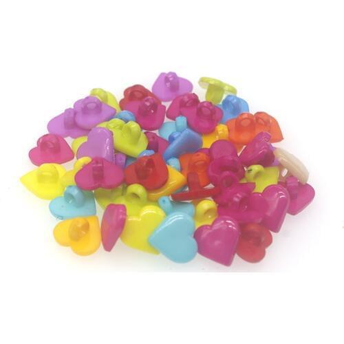 100PCs Love Heart Shaped Resin Sewing Buttons Random Mixed Solid Color Scrapbooking DIY Crafts Accessories