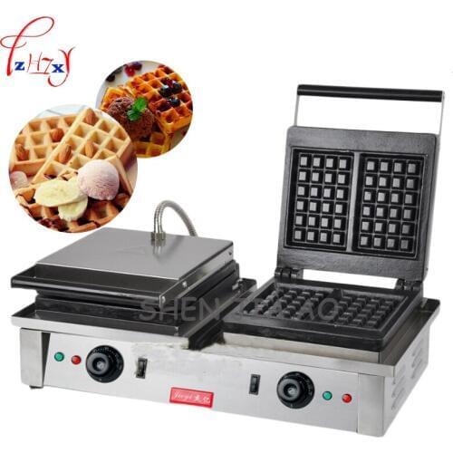 110/220V Electric stainless steel waffle furnace FY-2202 double-headed square waffle furnace 2+2 KW double-headed waffle machine