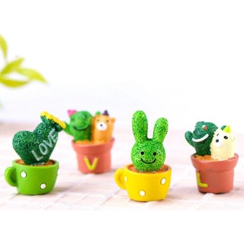 8PCS Fake Cactus Bonsai Flower Desert Cactus Plant Barbary Fig Model Small Statue Figurine Crafts Ornament Miniatures