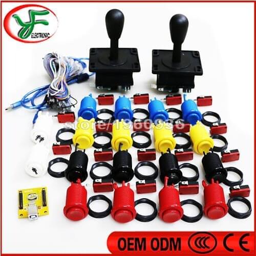 DIY Arcade kit for PC/ PS3 2 in 1 USB to arcade HAPP style/ ZIPPY joystck push buttons interface USB MAME Jamma