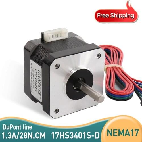 Free shipping for 3D printer 1pcs 17HS3401S 4-lead Nema17 Stepper Motor 42 42BYGH 2.8N.CM 1.3A CE ROSH ISO CNC with DuPont line