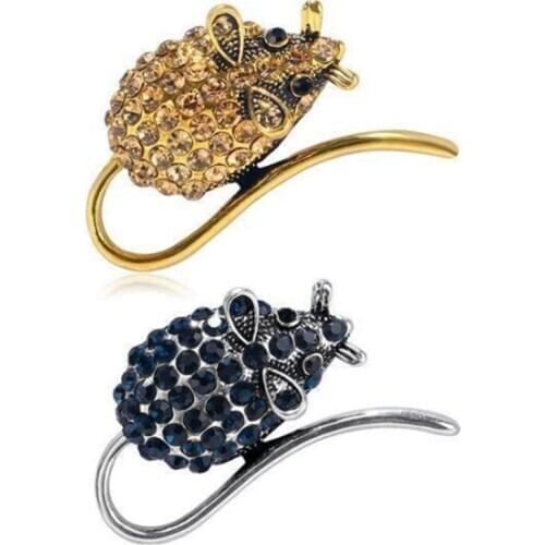 Mouse Brooch Simple Alloy Rhinestone Mouse Brooch All-Match Cartoon Animal Mouse Brooches Solid Color Fashion Brooches