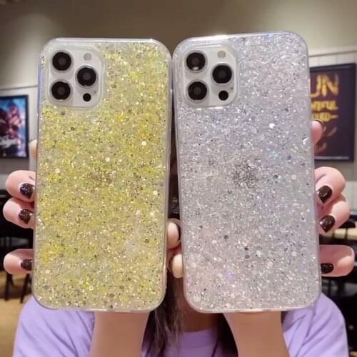 Gold Foil Paillette Sequin phone case For iPhone 12 6 6s 7 8 Plus 11 Pro X XS XR Max 10 Bling Glitter Sparkle soft Gel tpu cover