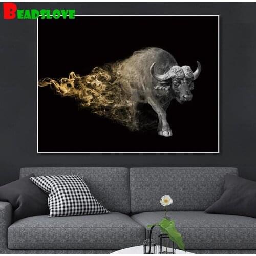 Black White Photo Diamond Embroidery Animal bull 3d DIY Diamond Painting Mosaic Rhinestones painting 5d puzzle picture wall art