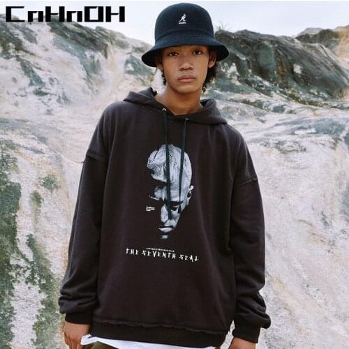 CnHnOH New Winter Fashion Brand Streetwear Casual Round Neck Long Sleeve Knight Hoodie Plus Velvet Pullover Loose Hoodies 9316
