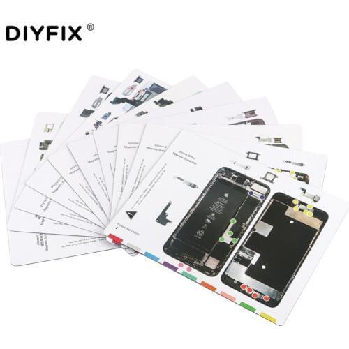 DIYFIX 10Pc Professional Guide Pad for iPhone8 8Plus 7 7Plus 6 6Plus 6s 5s 5C 5 4 Magnetic Screw Keeper Chart Mat Repair Tools