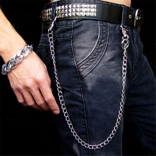 Long Biker Jean Key Wallet Chains Silver Rock Punk Hip-pop Hipster Metal Keychain Pants Chain Fashion Men Jewelry Gift DW31