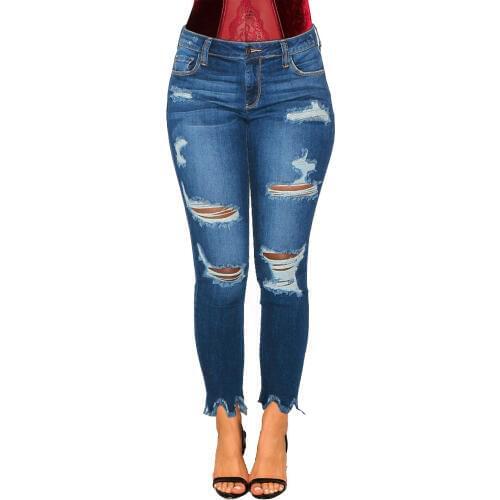 Jeans for Women Pancil Pants Women High Waist Slim Hole Ripped Female Denim Jeans Casual Stretch Trousers Jeans