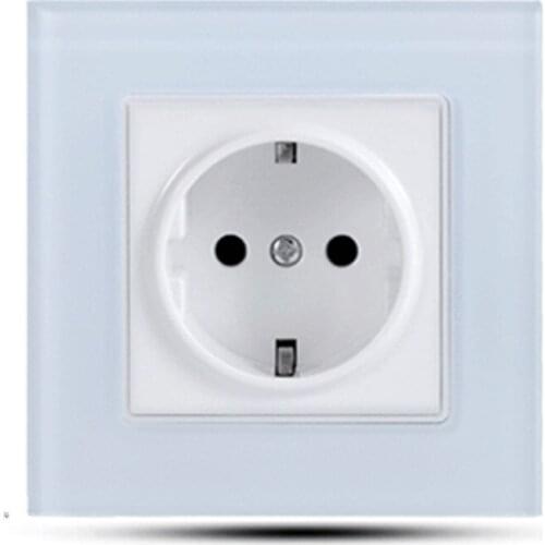 EU German Standard Receptacle Glass Panel German Receptacle Panel Power Wall 86 Wall Mounted Socket