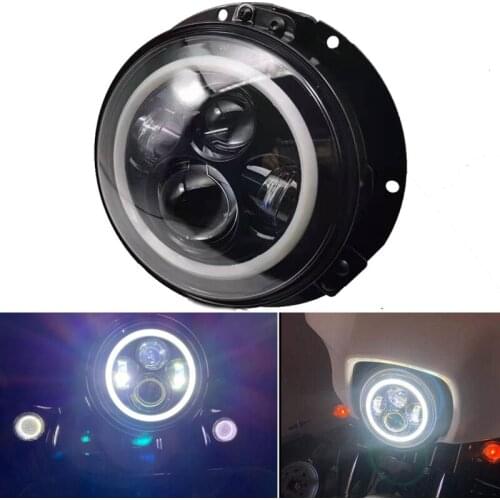 Dot Approved Chrome 7 Inch LED Headlight for Harley Road King Glide Street Glide Electra Glide 7'' Adaper Ring and Wire Adapter