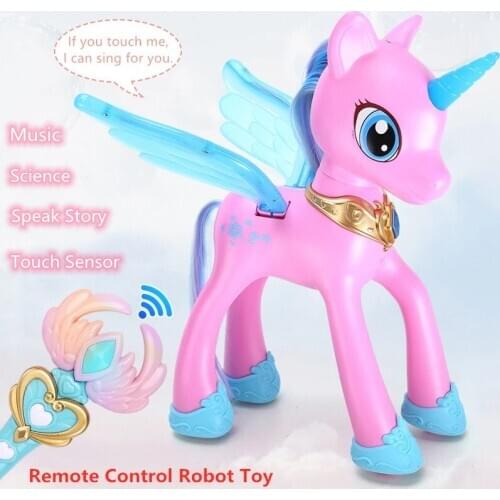 Intelligent Robot Unicorn With Sing Dance Wing Glow Touch Control Kid Early Education Toy Speak Story Magic Control Unicorn Gift