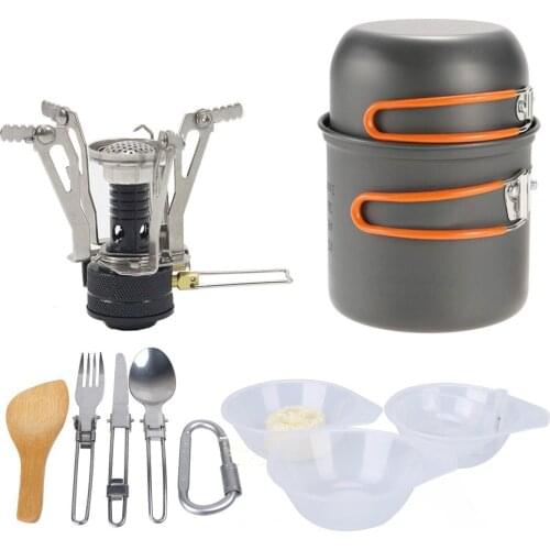 Maideng Camping Cookware Mess Kit Hiking Backpacking Picnic Cooking Bowl Non Stick Pot Pan Survival For Outdoor