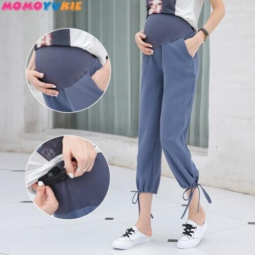 Belly loose Maternity Legging in Elastic chiffon Adjustable Waist Pencil Pregnancy harem Pants Clothes for Pregnant Women