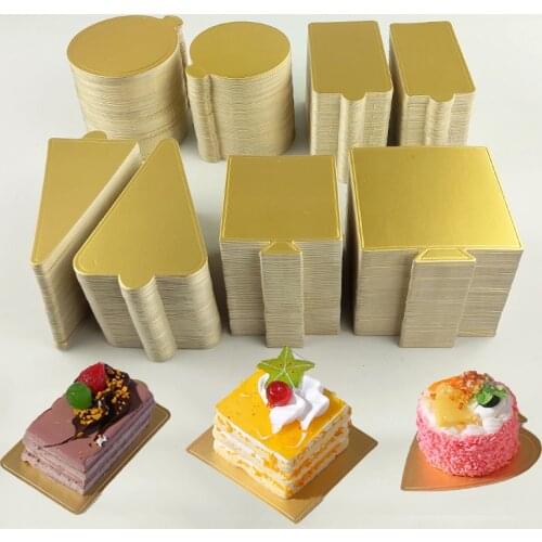 Meibum Dessert Board Base Golden Paper Plates Silver Mousse Mat 100pcs/Set Cake Cardboard Pastries Display Tray Decorative Tools