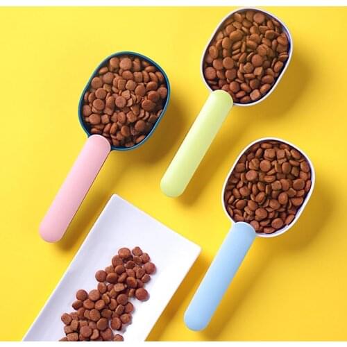 Multifunctional Dog Food Spoon Pet Feeding Spoon With Sealed Bag Clip Creative Measuring Cup Curved Design,Easy To Clean