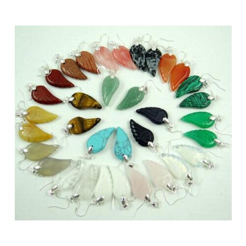 Natural stone tiger eye Turquoises Quartz Crystal Opal wing earring pendant for diy Jewelry making earring Accessories