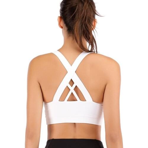 2021 new Women White Strap Push Up Sports Bra for Women Gym Running yoga top Bra Athletic Vest Hollow out Sportswear Underwear