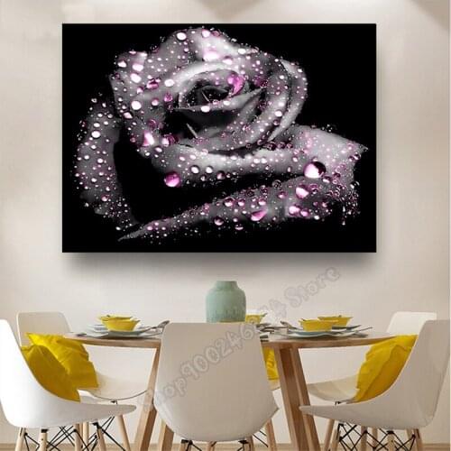 New arrival DIY Crystal full drill square round 5D diamond painting Princess Black rose flower cross stitch kit diamond FF3375