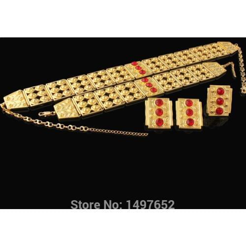 Newest Big Size and Heavy Ethiopian wedding jewelry sets For Women Gold Color Jewelry African bridal jewelry sets