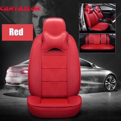 CARTAILOR New Genuine Leather Car Seat Cover Set for Dodge Avenger Seat Covers Cars Accessories Black Cover Car Seats Supports