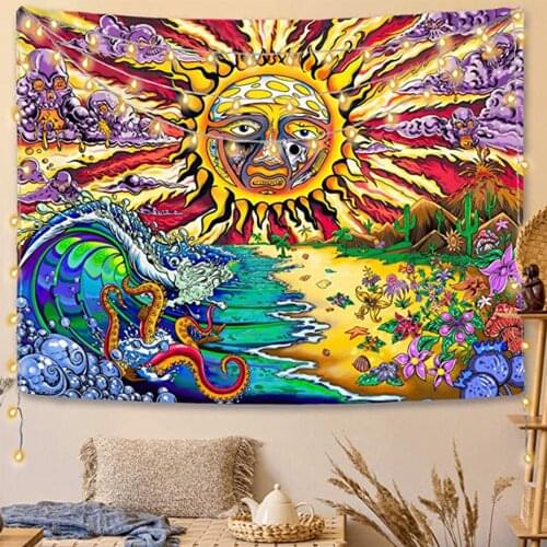 Trippy Sublime Sun Tapestry Wall Hanging Psychedelic Hippie Tapestries Cactus Mushroom Wall Tapestry Bedroom Home Decor