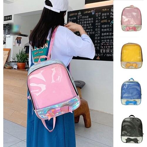 Clear Transparent Backpack School Bags for Teenage Girls Ladies Fashion Bowknot Shoulder Backpack Casual Waterproof Bags #20