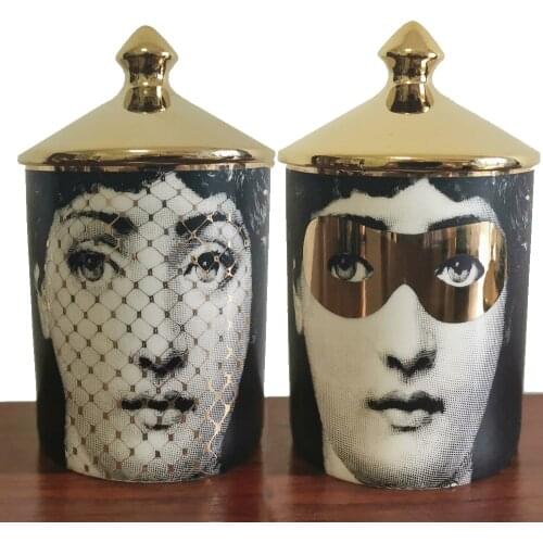 Retro Gold Version Candle Holder Ceramic Candle Candelabra Lady Face Jewerlly Storage Jars Home Desktop Decoration