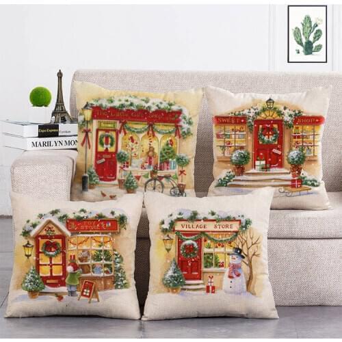Christmas Sweet Shop Toy Store Cushion Cover for Sofa Home Linen 45*45cm Pillows Covers Car Sofa Home Decor Pillow Case T324