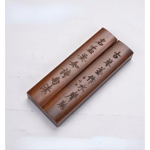 Sandalwood Brass Inlaid Paperweights Chinese Brush Pen Calligraphy Painting Gift Paperweights Wooden Study Room Small Ornaments